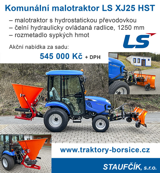 Komunální malotraktor pro zimní úklid a údržbu chodníků - 
komunální malotraktor LS řady XJ, sněhová radlice, sypač